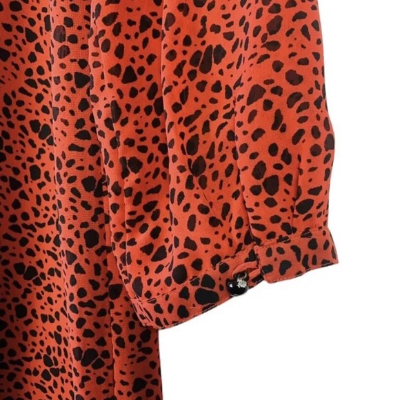 Maison Scotch Womens Sz S Red Spotted Dress Gold Metal Beaded Bib Collar Retro - Picture 3 of 5